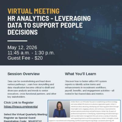 HR ANALYTICS - LEVERAGING DATA TO SUPPORT PEOPLE DECISIONS (Virtual Meeting)