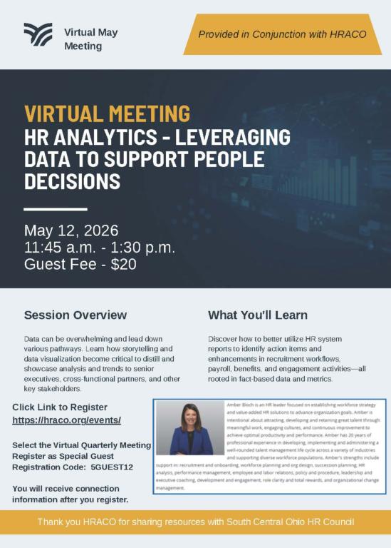 HR ANALYTICS - LEVERAGING DATA TO SUPPORT PEOPLE DECISIONS (Virtual Meeting)